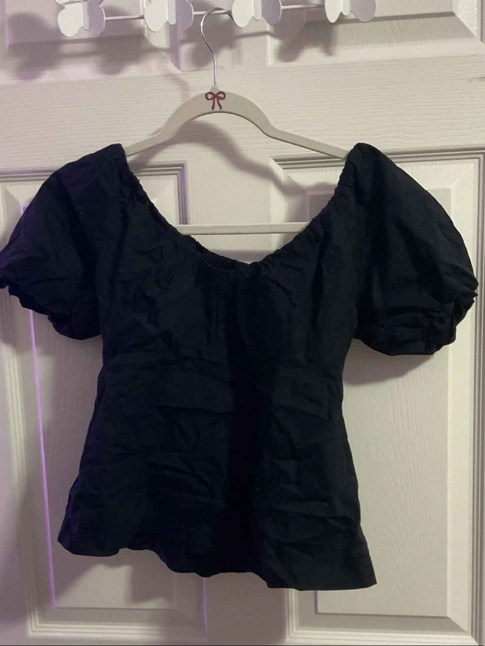 Old Navy Black Puff Sleeve Peasant Top
